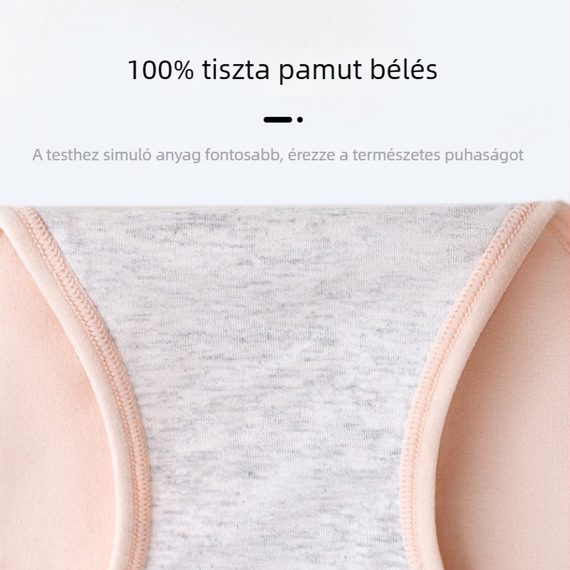 Sima varrás nélküli, magas derekú pamut menstruációs bugyi, plusz méret, szivárgás elleni, antibakteriális, őszi-téli.