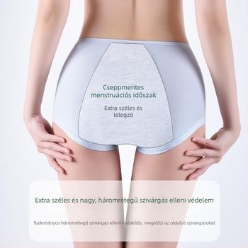 Női modál menstruaális alsónemű, magas elasztikusság, nedvszívó, lélegző, puha tapintású, bőrbarát, pamut bélés a gátnál