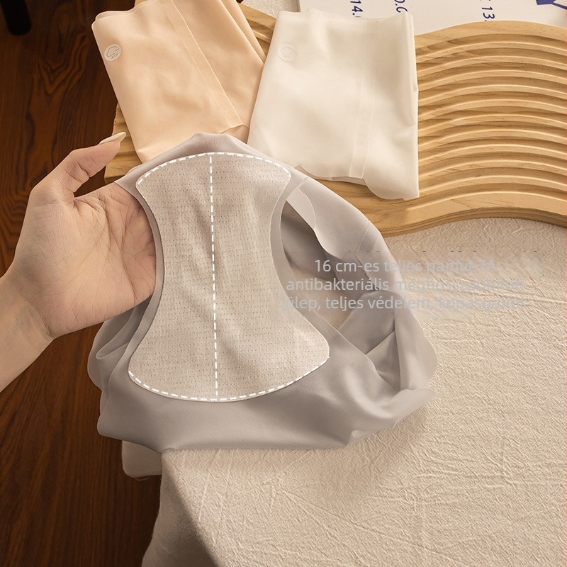 7A antibakteriális Ice Silk női alsónemű középmagas derékkal, hosszított ágyékkal, pamut bélés, plusz méret