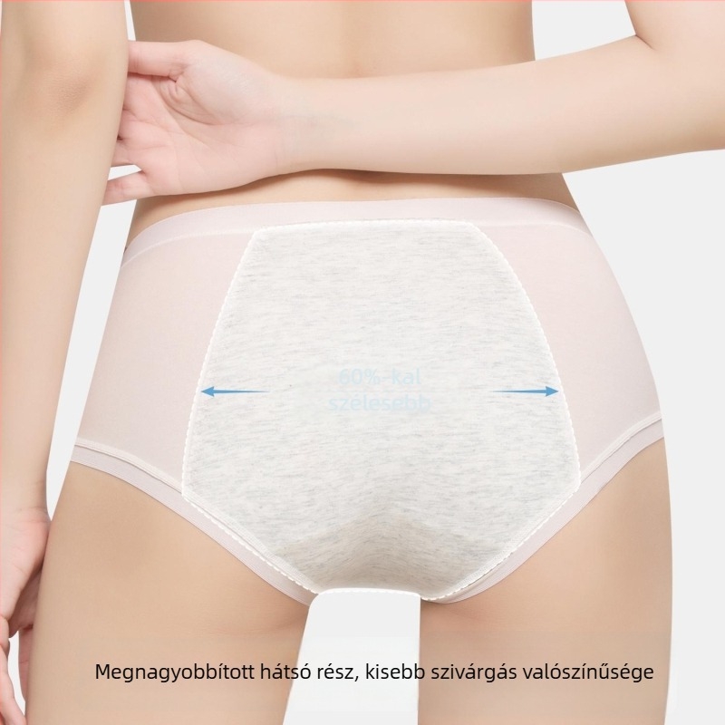 Női menstruációs pamut alsónemű, antibakteriális, nem szorít, meghosszabbított és széles derékrész, szivárgásmentes