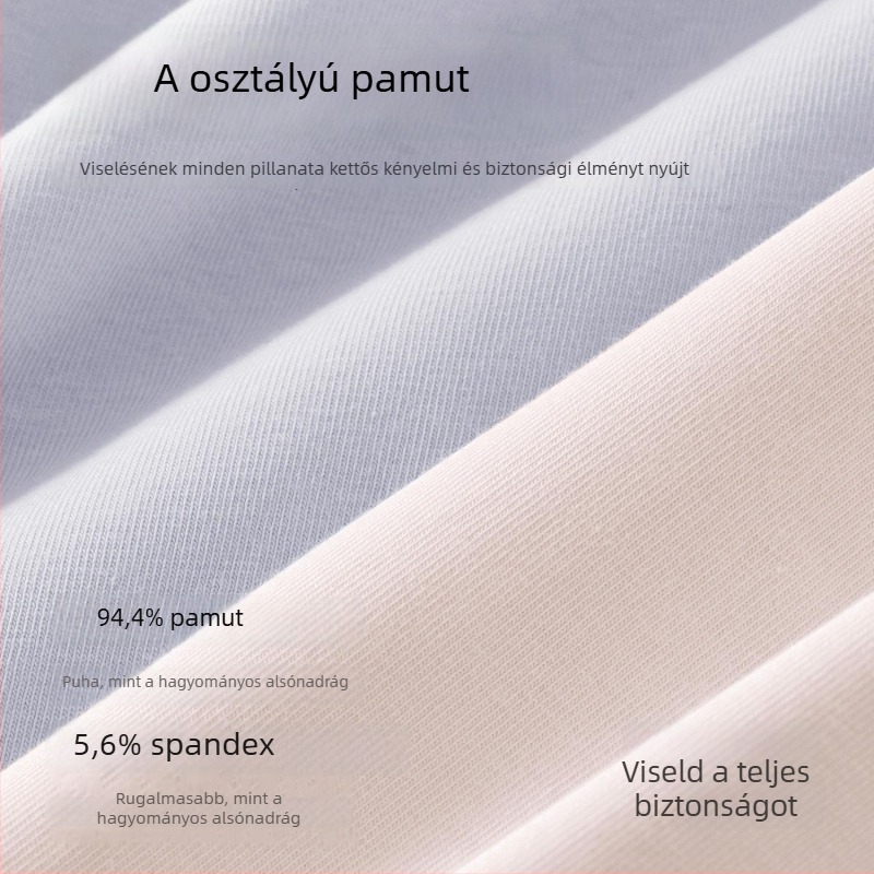 Női menstruációs pamut alsónemű, antibakteriális, nem szorít, meghosszabbított és széles derékrész, szivárgásmentes