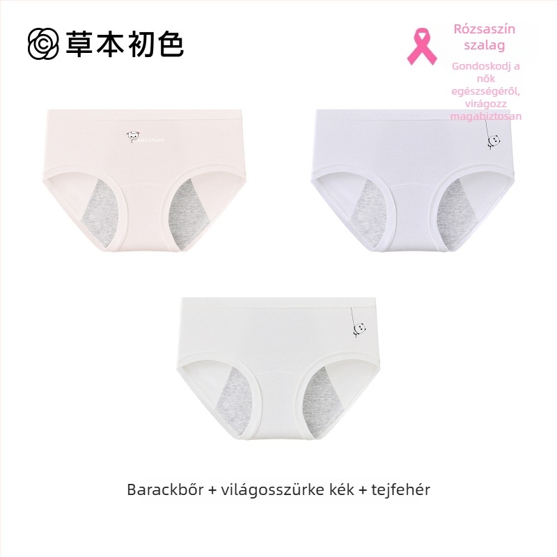 Női menstruációs pamut alsónemű, antibakteriális, nem szorít, meghosszabbított és széles derékrész, szivárgásmentes