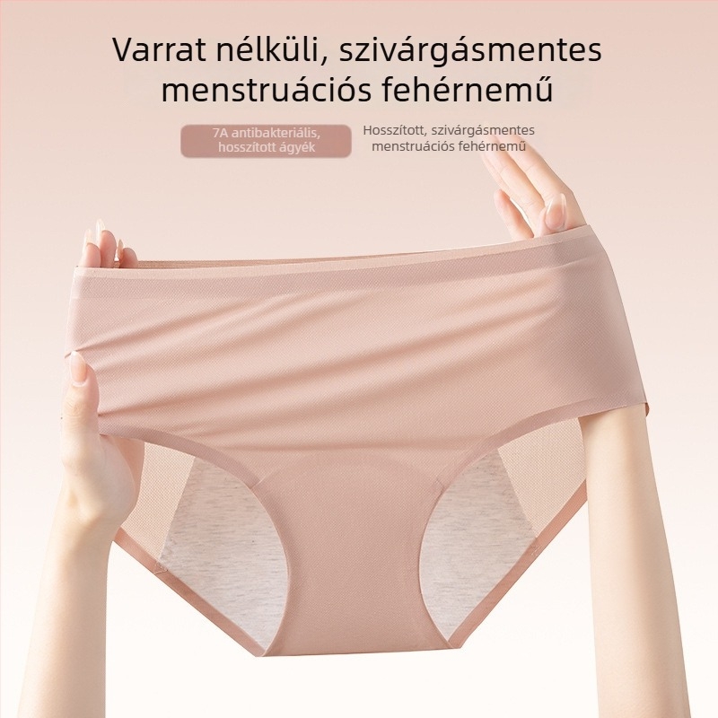 Menstruációs bugyi szivárgás elleni védelemmel, vékony fazon, nőknek, plusz méret, extra hosszú és széles, nylon anyagú, pamut bélés az intim területen