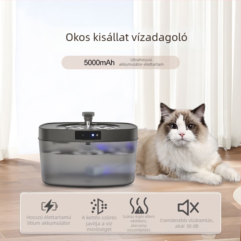 Okos vízadagoló háziállatok számára szűrővel, csendes működés, nagy kapacitás