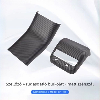 Szénszálas hátsó légkivezető védőfedél a Tesla Model 3/Y könyöktámasz paneljéhez