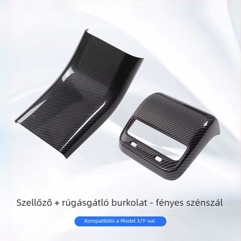 Szénszálas hátsó légkivezető védőfedél a Tesla Model 3/Y könyöktámasz paneljéhez