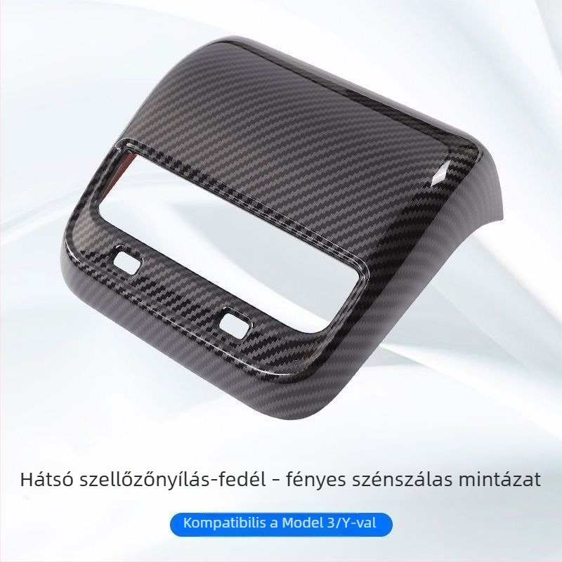 Szénszálas hátsó légkivezető védőfedél a Tesla Model 3/Y könyöktámasz paneljéhez