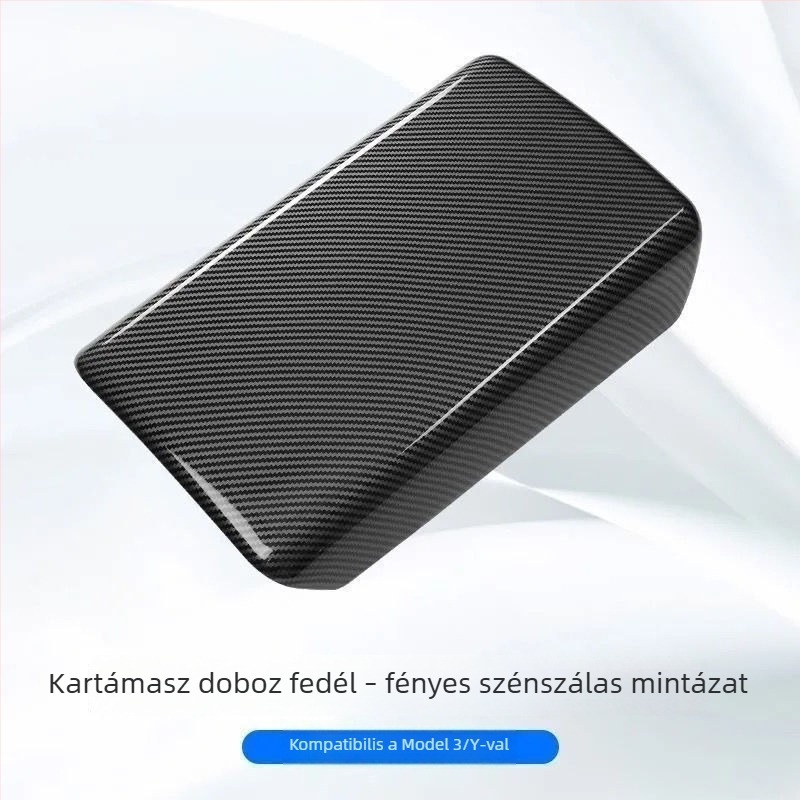 Szénszálas hátsó légkivezető védőfedél a Tesla Model 3/Y könyöktámasz paneljéhez
