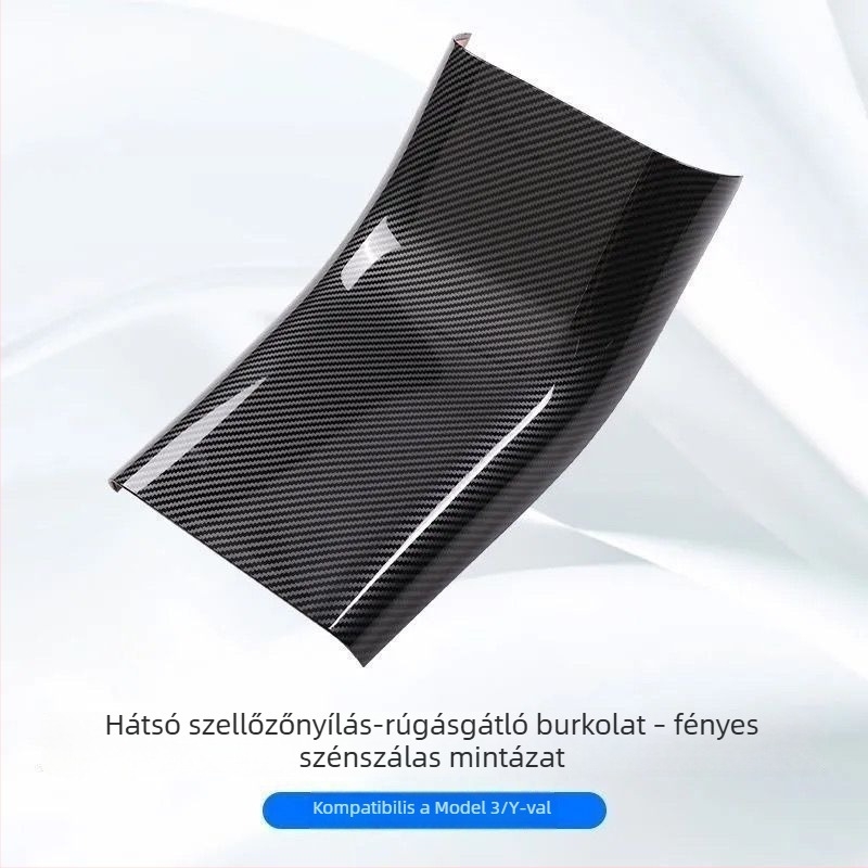 Szénszálas hátsó légkivezető védőfedél a Tesla Model 3/Y könyöktámasz paneljéhez