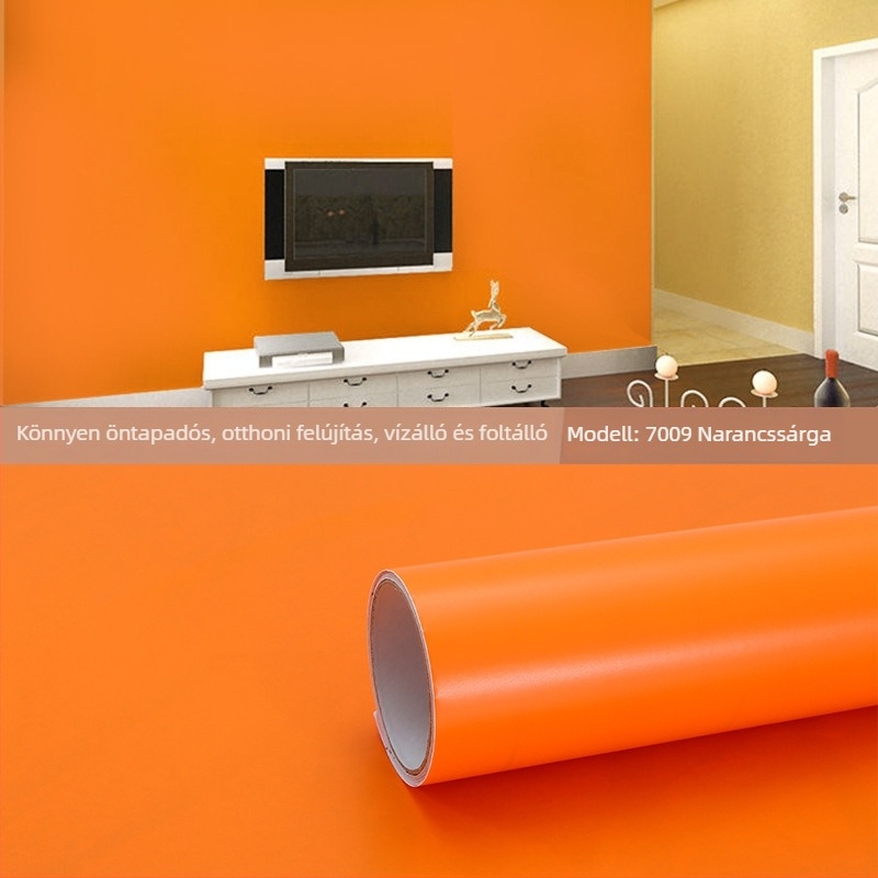 Egyszínű öntapadós PVC-tapéta, nedvességálló, minimalist stílus, hálószoba vagy kollégiumi falhoz