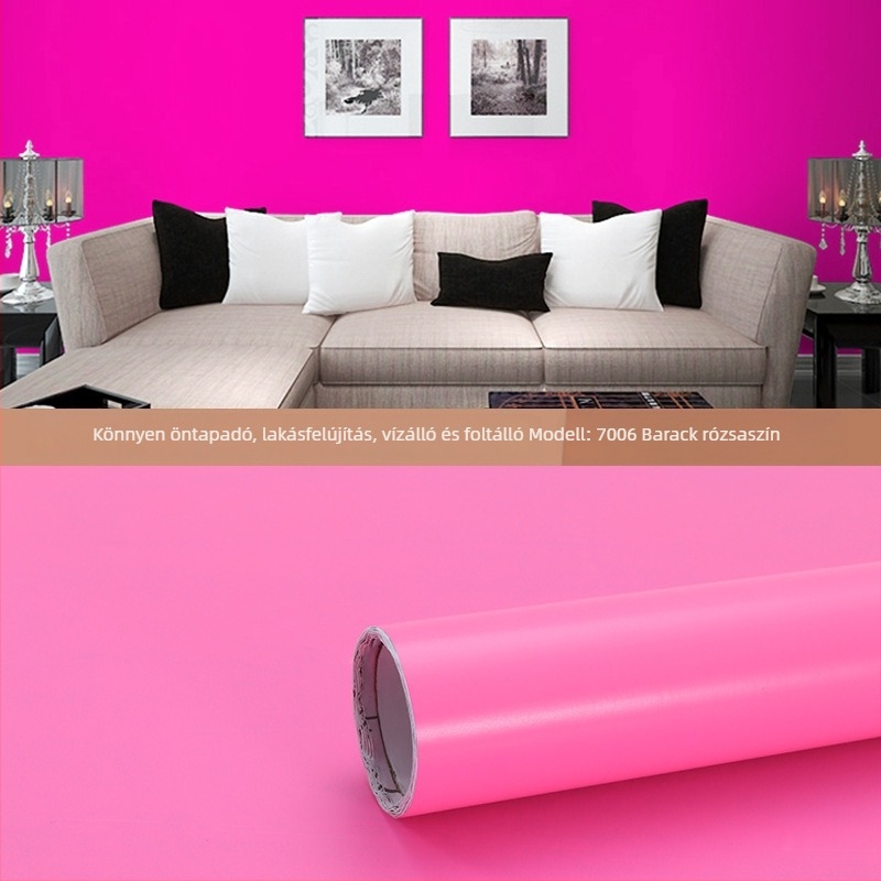 Egyszínű öntapadós PVC-tapéta, nedvességálló, minimalist stílus, hálószoba vagy kollégiumi falhoz