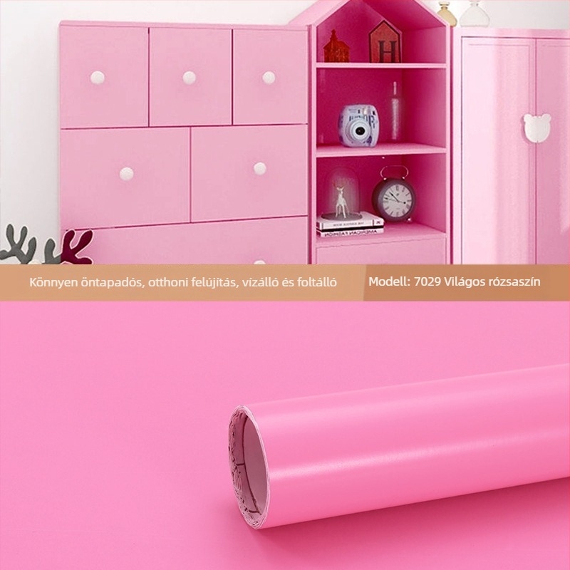 Egyszínű öntapadós PVC-tapéta, nedvességálló, minimalist stílus, hálószoba vagy kollégiumi falhoz