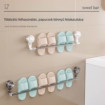 Fürdőszobai törölközőtartó szívócsészével – fúrás nélkül, teleszkópos törölközőtartó és tároló polc