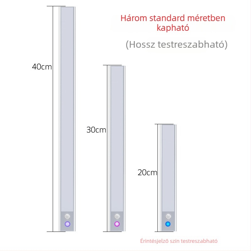 Újratölthető mozgásérzékelős LED-szalag könyvespolcra és ruhásszekrénybe, mágneses rögzítés