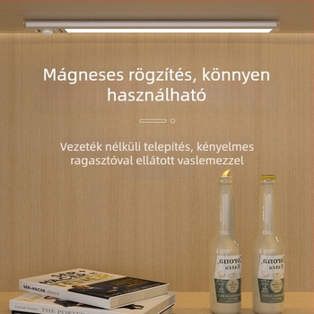 Mozgásérzékelős szekrényvilágítás és éjjeli fény, háromszínű állítható LED-szalag, vezeték nélküli asztali lámpa