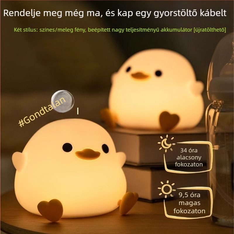Baba éjszakai világítás – szilikon érintésre reagáló lámpa, USB tápegység, szemvédő, állat alakú, 10×10 cm, ideális hálószobába és éjszakai etetéshez