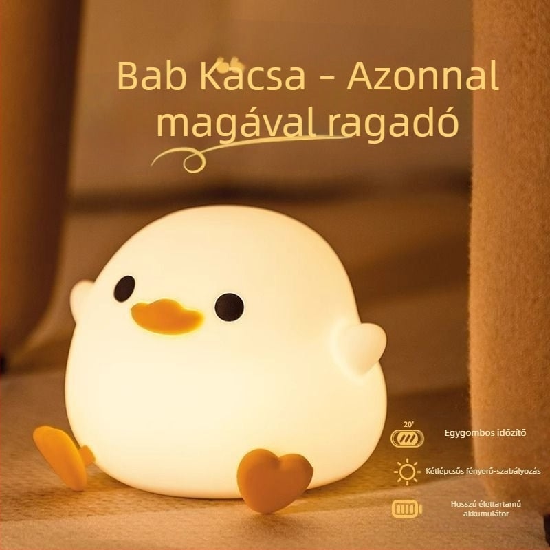 Baba éjszakai világítás – szilikon érintésre reagáló lámpa, USB tápegység, szemvédő, állat alakú, 10×10 cm, ideális hálószobába és éjszakai etetéshez