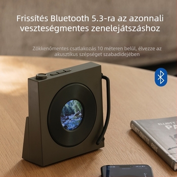 Vezeték nélküli Bluetooth hangszóró asztali dísz, retro vinil dizájn, kiváló hangzás és fehér zaj