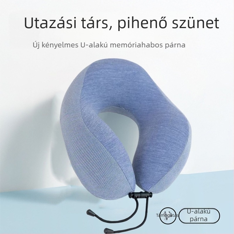 U-alakú nyakpárna utazáshoz – memóriahabos párna, hordozható, ideális repülőre, autóba és hosszú utakhoz