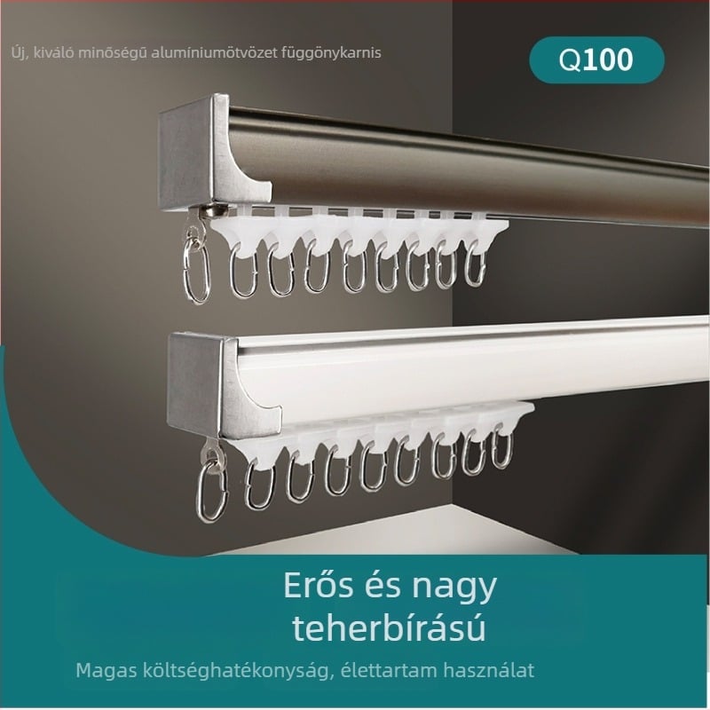 Qingling Vastagított függöny sín alumínium ötvözetből, csendes függönyrúd sín Q100, 70 éves garancia