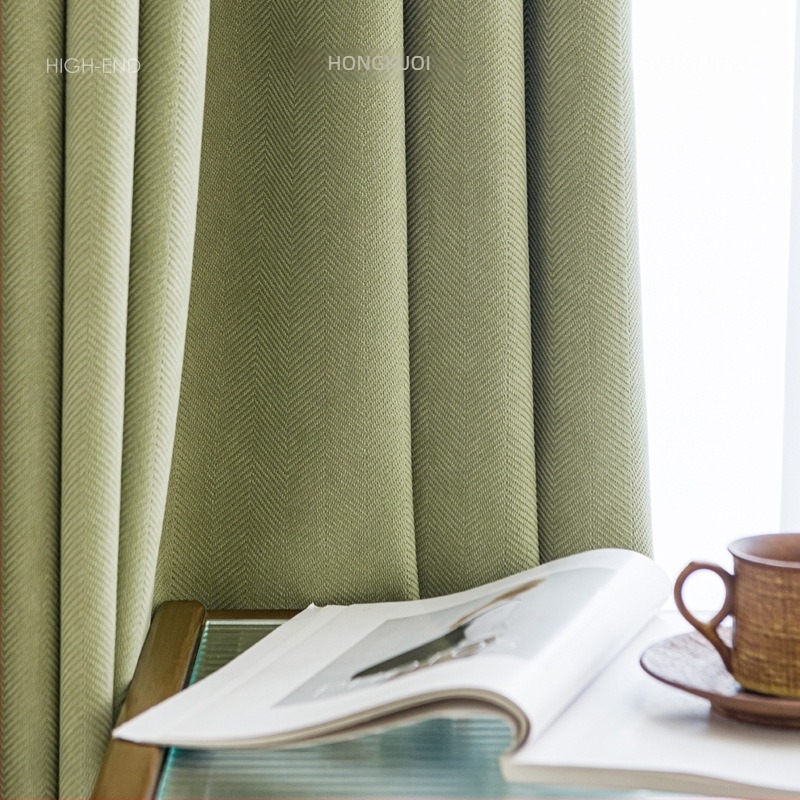 Vörös széles török Jacquard Chenille blackout függöny herringbone mintával, vastag sötétítés a hálószoba és a nappali számára