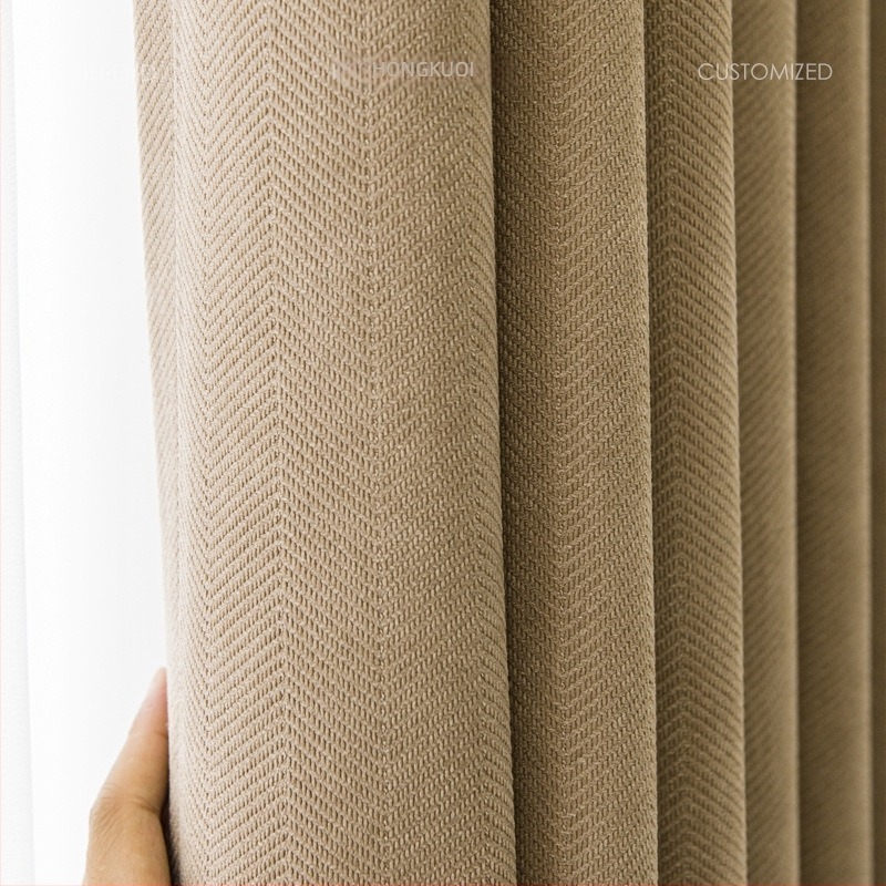 Vörös széles török Jacquard Chenille blackout függöny herringbone mintával, vastag sötétítés a hálószoba és a nappali számára