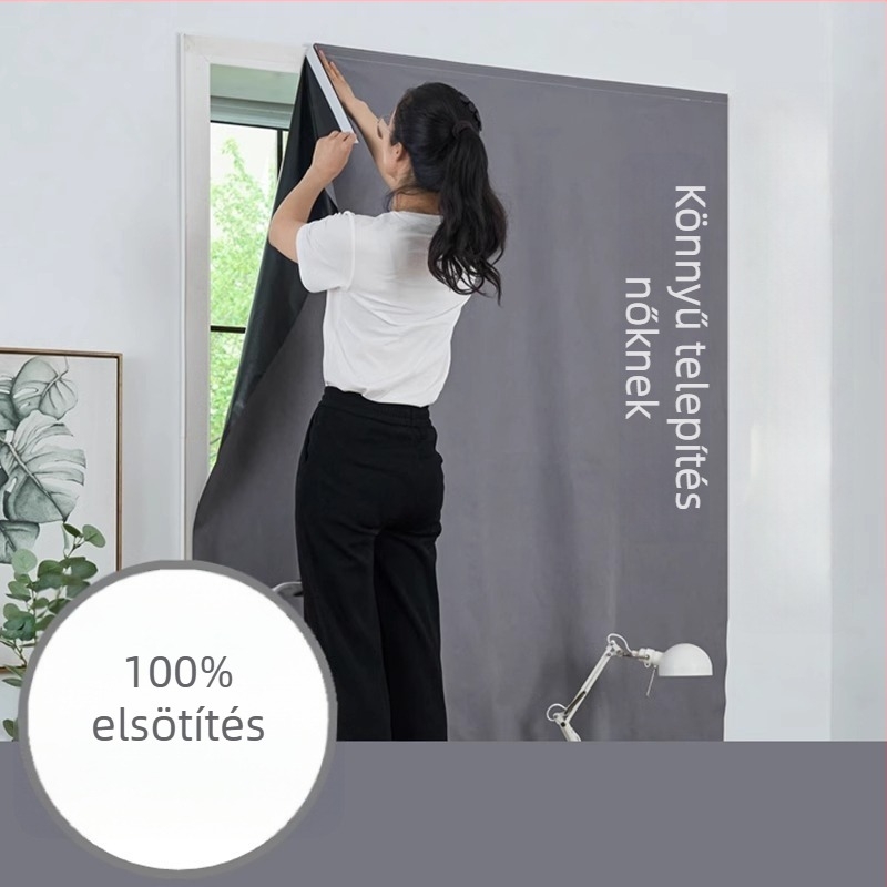 Nappali hátterének függöny Velcro-vel, lyukmentes, több mint 90% teljes sötétség, modern minimalist stílus