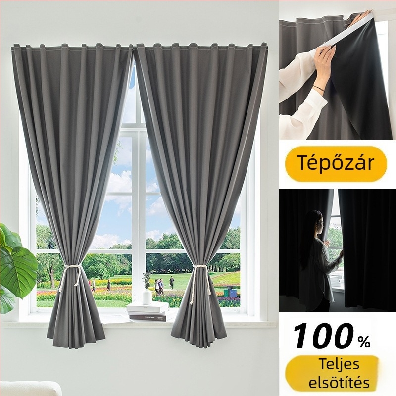 Nappali hátterének függöny Velcro-vel, lyukmentes, több mint 90% teljes sötétség, modern minimalist stílus