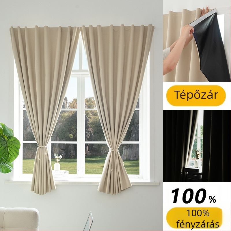 Nappali hátterének függöny Velcro-vel, lyukmentes, több mint 90% teljes sötétség, modern minimalist stílus