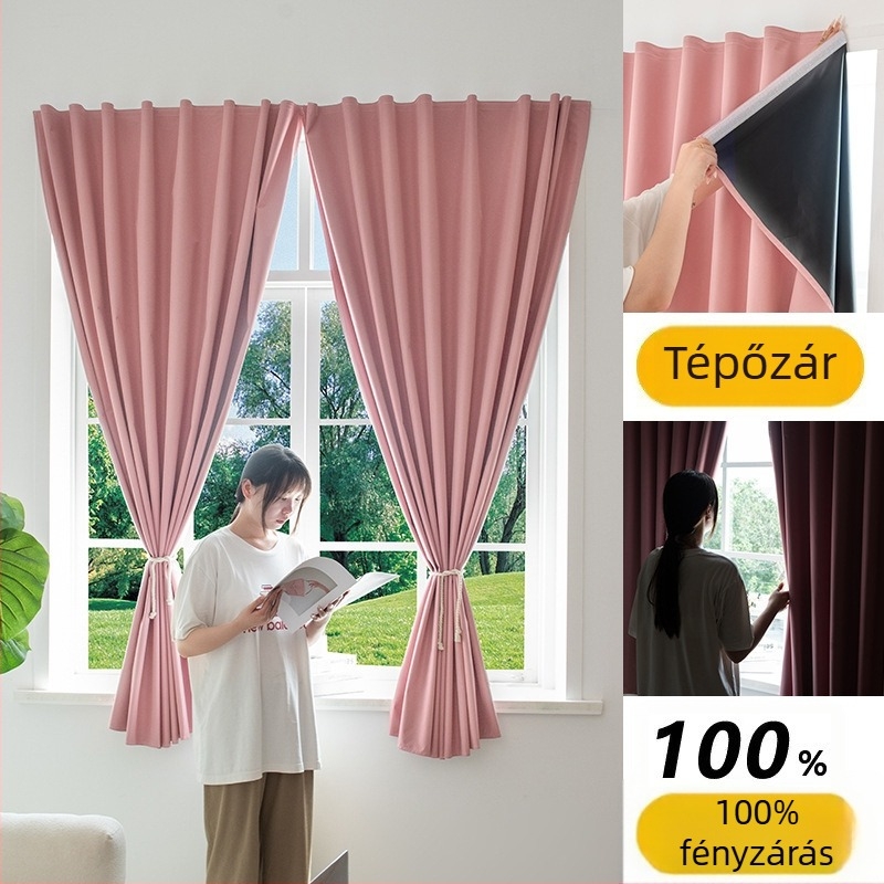 Nappali hátterének függöny Velcro-vel, lyukmentes, több mint 90% teljes sötétség, modern minimalist stílus