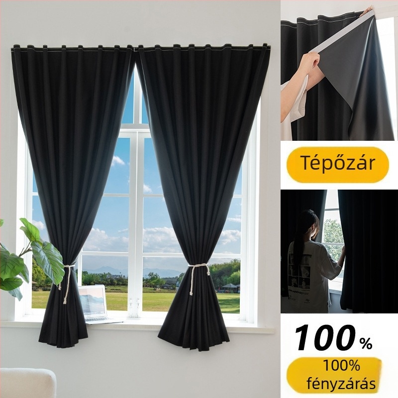 Nappali hátterének függöny Velcro-vel, lyukmentes, több mint 90% teljes sötétség, modern minimalist stílus