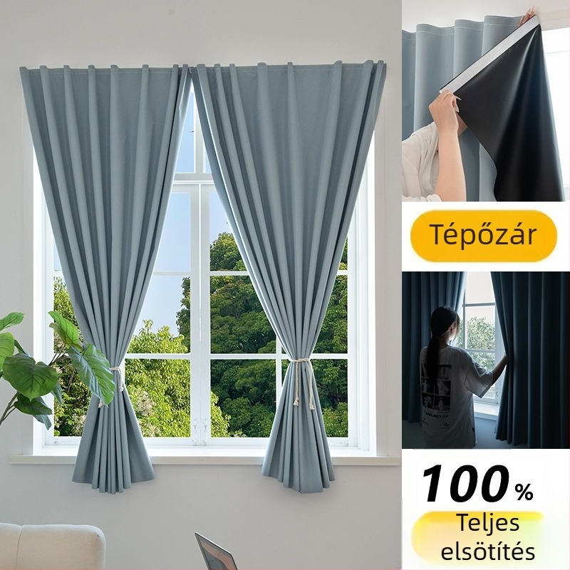 Nappali hátterének függöny Velcro-vel, lyukmentes, több mint 90% teljes sötétség, modern minimalist stílus