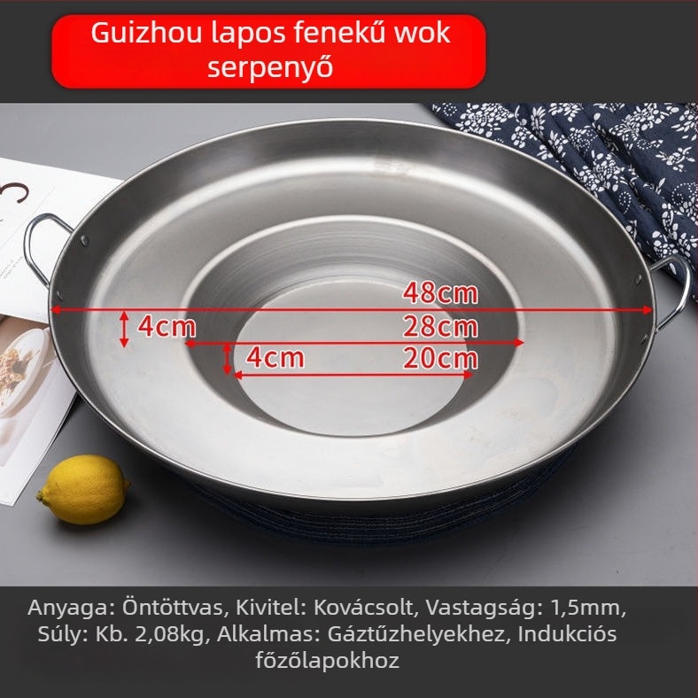 Guizhou konkáv aljzattal rendelkező lapos serpenyő palacsintákhoz és krumplihoz, tapadásmentes, háztartási és kereskedelmi használatra