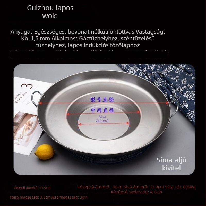 Guizhou konkáv aljzattal rendelkező lapos serpenyő palacsintákhoz és krumplihoz, tapadásmentes, háztartási és kereskedelmi használatra