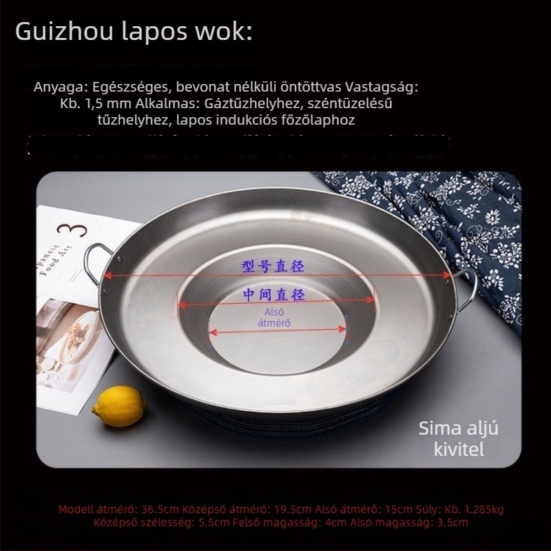 Guizhou konkáv aljzattal rendelkező lapos serpenyő palacsintákhoz és krumplihoz, tapadásmentes, háztartási és kereskedelmi használatra