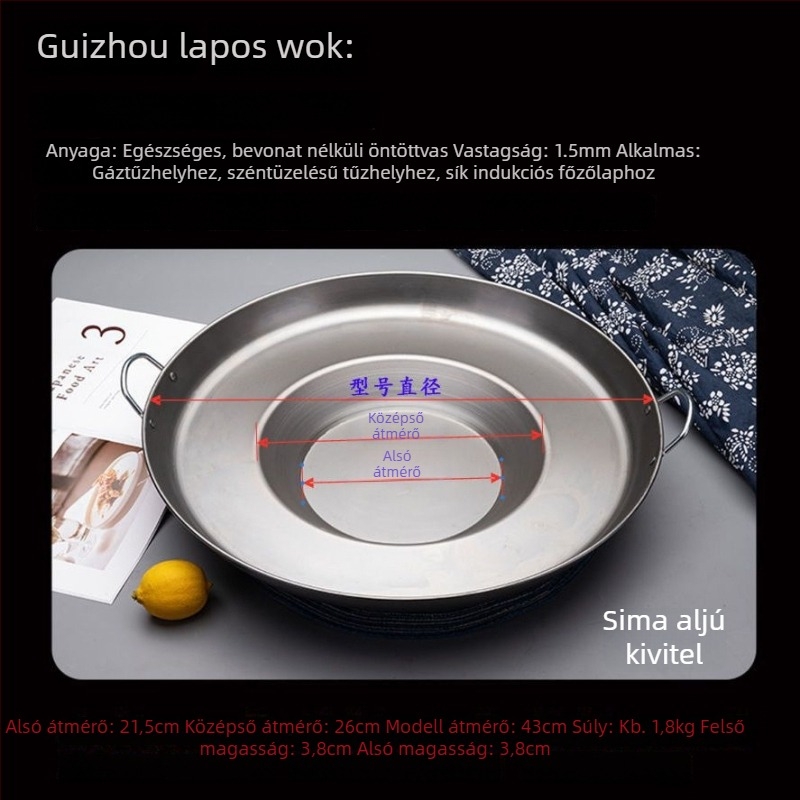 Guizhou konkáv aljzattal rendelkező lapos serpenyő palacsintákhoz és krumplihoz, tapadásmentes, háztartási és kereskedelmi használatra