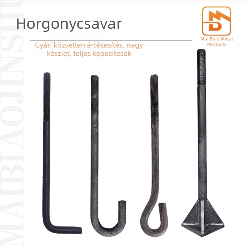 L-típusú hegesztett lemezhez tartozó horgonycsavar, beépített