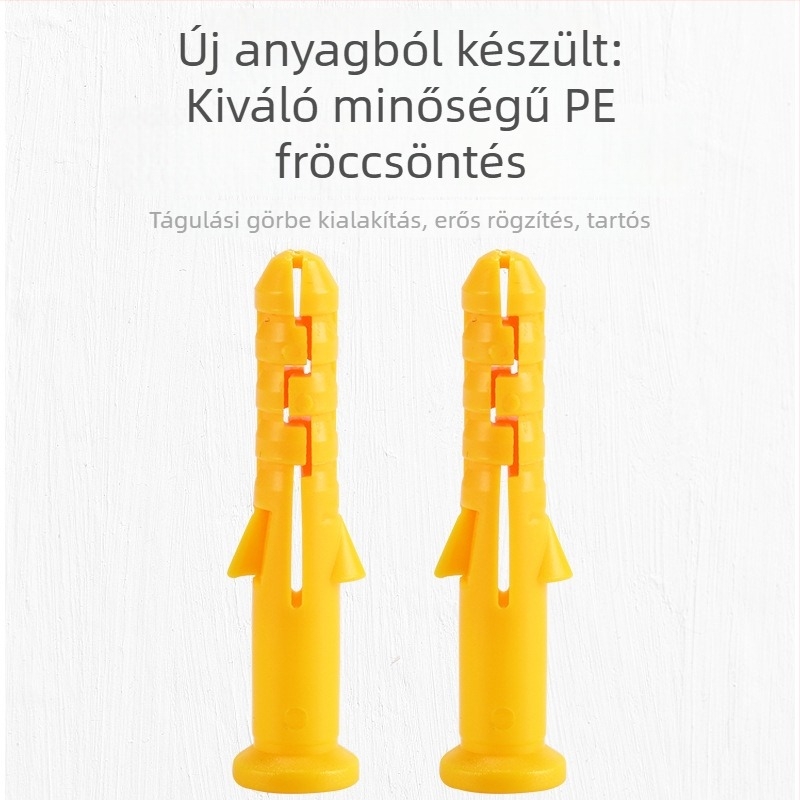 Sárga PE expanziós csövek készlete: 6x30 mm, 8x60 mm, 10x80 mm, gumidugóval