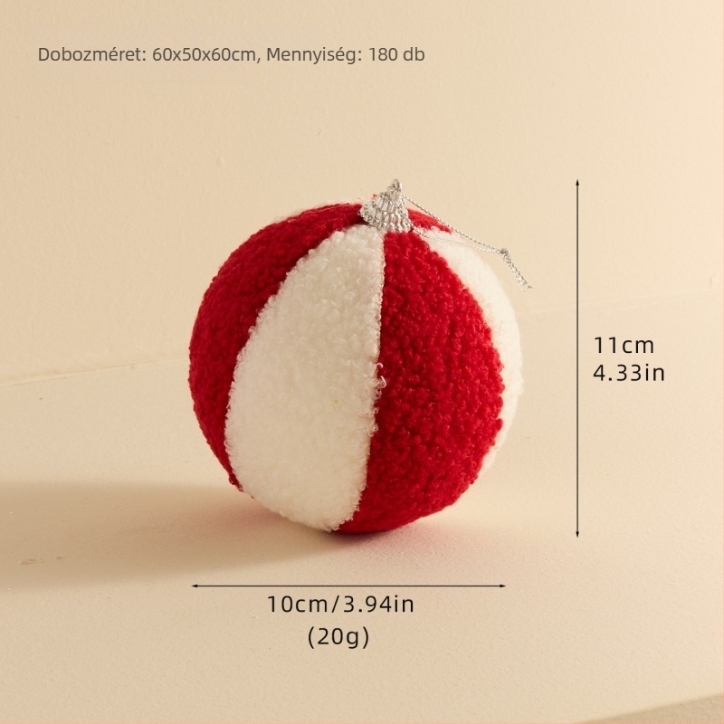 Piros-fehér kockás mintájú cukorkarika alakú díszek, hőlégballon díszek a karácsonyfára