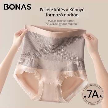 BONAS női magas derekú fehérnemű a has formázására és a csípő emelésére, antibakteriális pamut belső, háromdimenziós formázás, plusz méretek