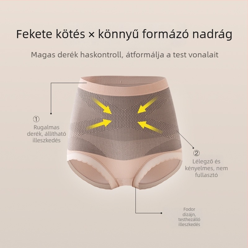 BONAS női magas derekú fehérnemű a has formázására és a csípő emelésére, antibakteriális pamut belső, háromdimenziós formázás, plusz méretek