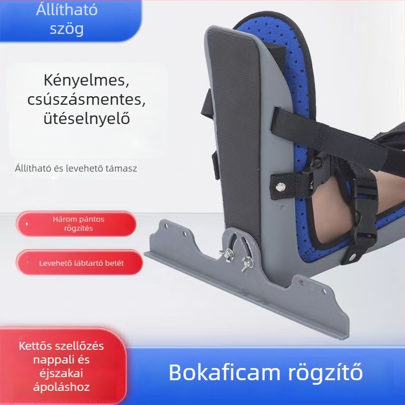 Bokát és lábfejet rögzítő ortézis lábfej-támogatással, anti-rotációs kialakítás, a lábfej lecsúszásának megelőzésére és inversio/eversion korrekciójára