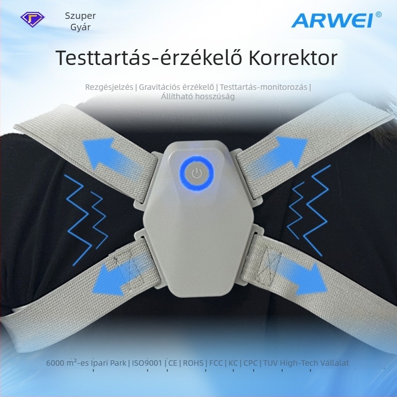 Intelligens testtartás-korrekciós eszköz hátsó rezgéses figyelmeztetéssel, diákoknak, állítható és kényelmes, 101-es modell