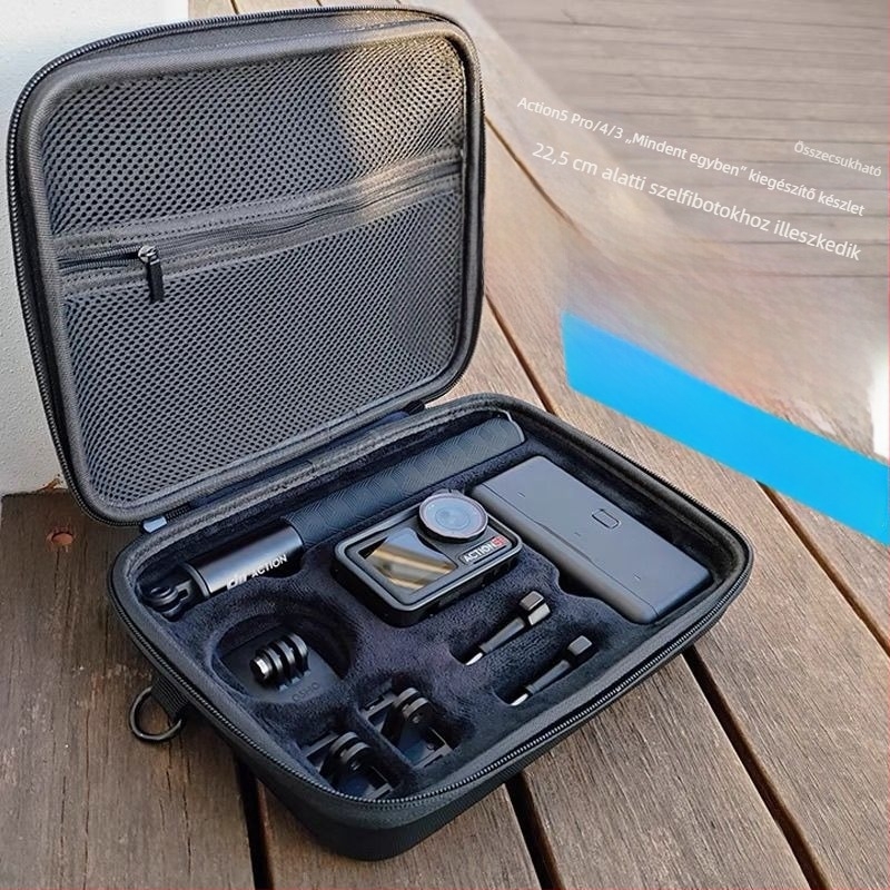 DJI Action 5 Pro/4/3 Kamera – teljes felvételi készlet kiegészítőkkel és tároló táskával, vízálló és ütésálló, hordozható utazáshoz
