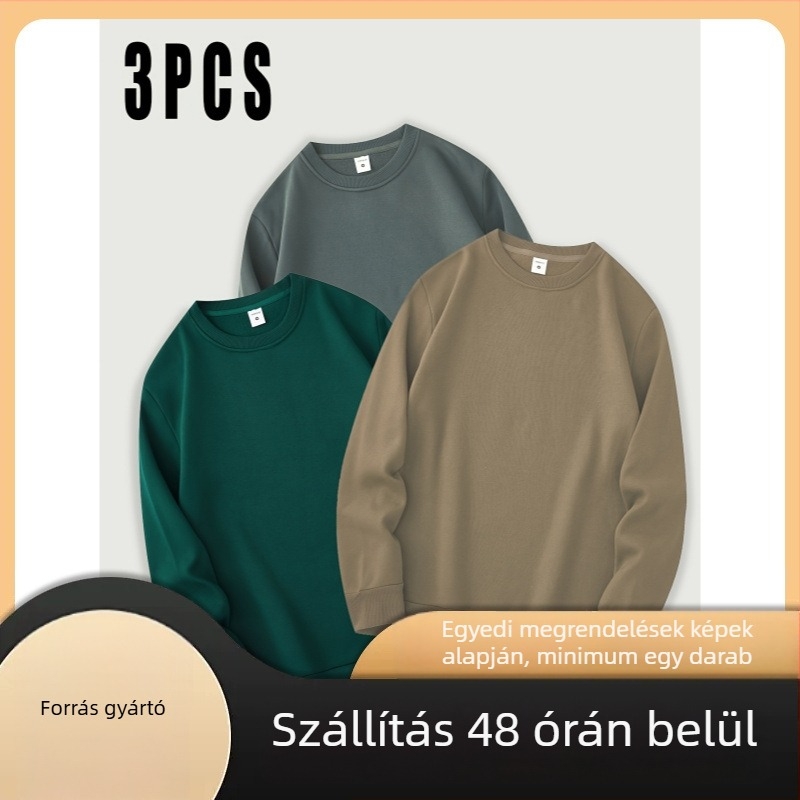 Új őszi-téli kereknyakú pulóver kapucnival, mintával, laza szabású