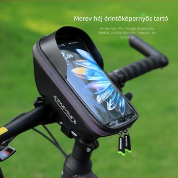 Dtucycle EVA kemény héjú kerékpárkormánytáska, vízálló, színes reflexiós cipzárral és érintőképernyő‑ablakkal a telefon számára