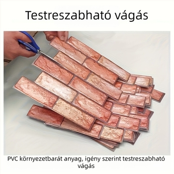 Öntapadós retro téglamintás falidekoráció, 3D-s, vízálló, nappali