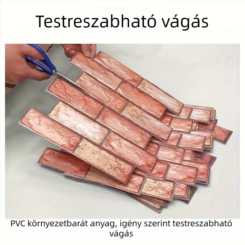 Öntapadós retro téglamintás falidekoráció, 3D-s, vízálló, nappali