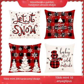 Lenvászon párnahuzat karácsonyi témával, kanapéhoz és nappaliba