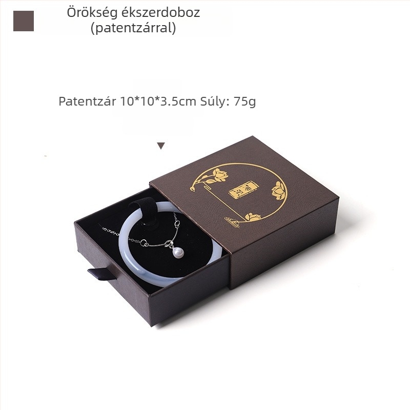 Ősi stílusú jade karkötő doboz szalaggal és bojtokkal – fiókos ékszeres csomagolás